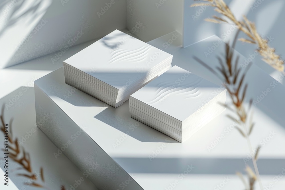 Poster a collection of books placed neatly on a white surface, ideal for office or study settings