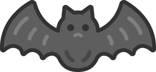 コウモリのアイコン（線画カラー）のイラスト