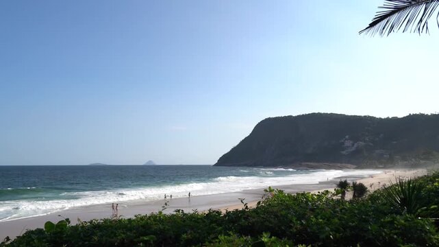 Sunset in beautiful Itacoatiara beach in Niteroi, Rio de Janeiro, Brazil 