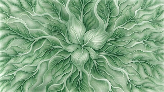 Delicate green lines resembling the intricate patterns of leaf veins, spreading out organically on a soft. Perfect for a calming and natural aesthetic.