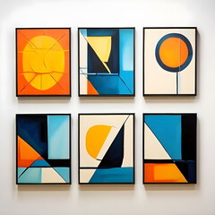 framed painting with abstract geometric shape