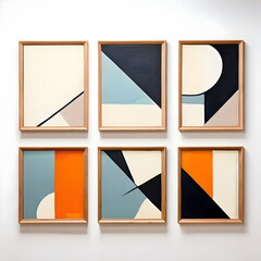framed painting with abstract geometric shape