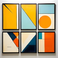 framed painting with abstract geometric shape