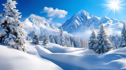 Obraz premium Snow-covered mountain landscape