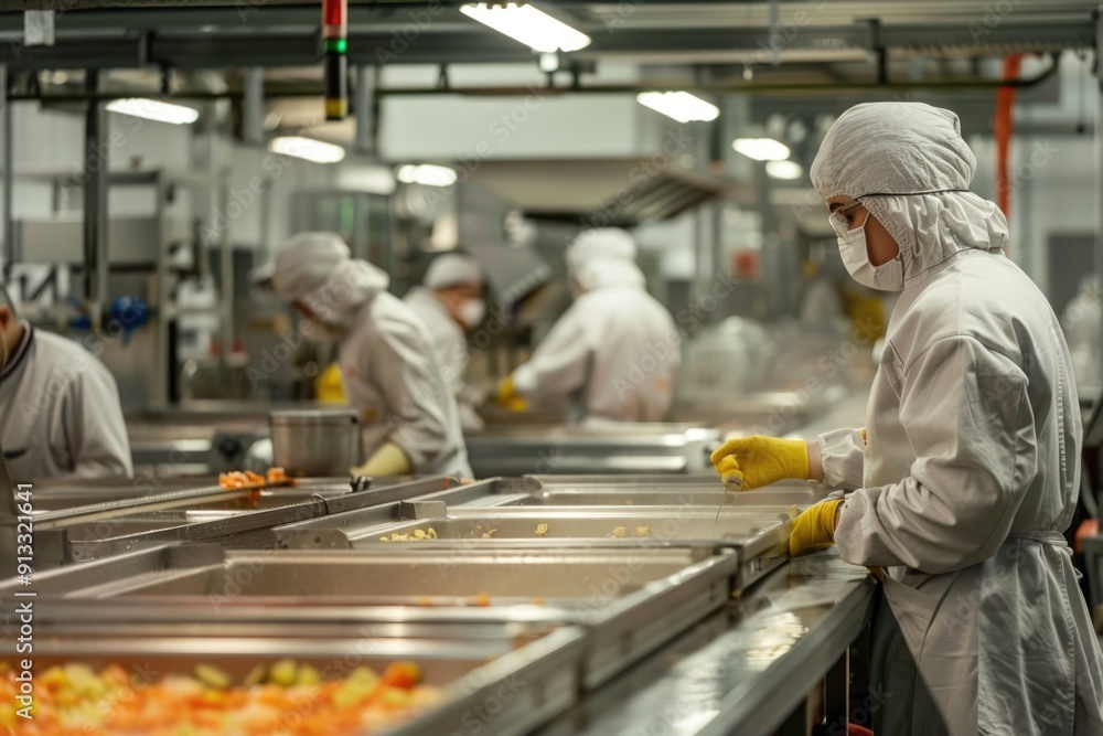 Aufkleber group of people working in a factory setting