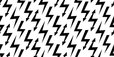 Lightning bolt seamless pattern. Thunder bolt repeating wallpaper. Flash thunderbolt ornament background. Blitz strike arrows for poster, banner, graphic design, print. Vector cartoon backdrop