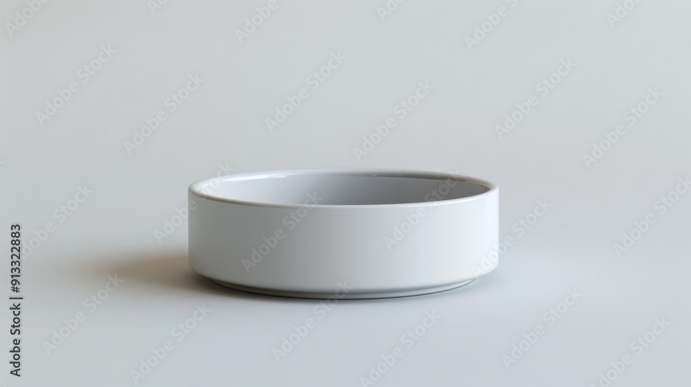 Poster A white bowl sits on a table with a clean and minimalist background