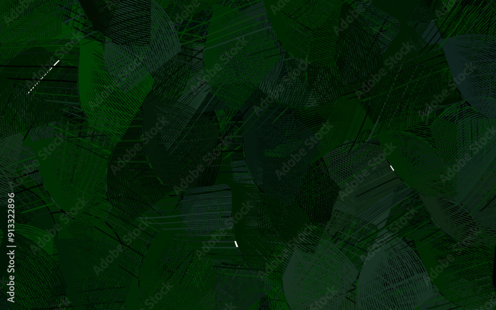 Poster dark green vector pattern with wry lines.