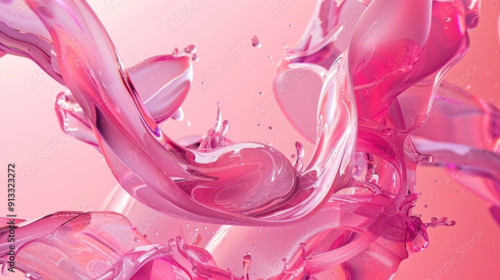 Poster a close-up shot of a pink liquid substance with detailed texture and color