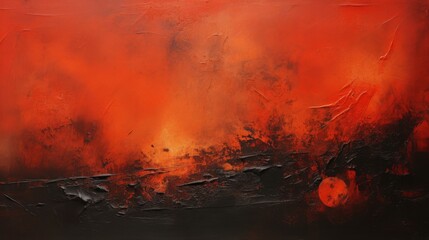Abstract Painting with Orange and Black Hues