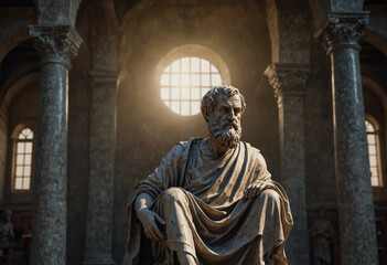 Statue of the ancient Greek philosopher Aristotales.