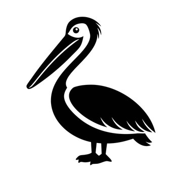 recommend clip art: Black silhouette pelican bird icon and vector illustration