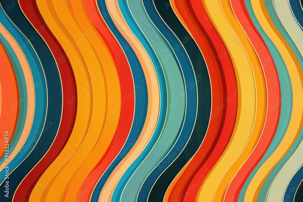 Poster A colorful background with wavy lines, suitable for use in designs or illustrations