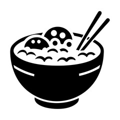 Black silhouette poke bowl food icon and vector illustration