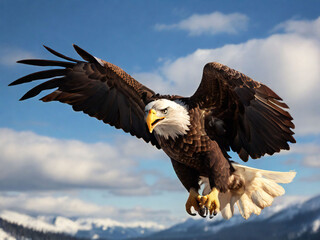 Obraz premium A bald eagle in flight