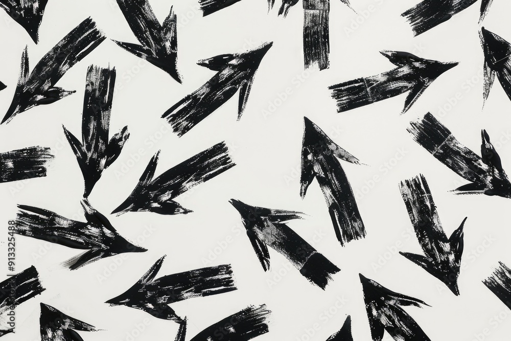 Poster A collection of black arrows on a white surface, ideal for use in presentations, infographics and visual aids