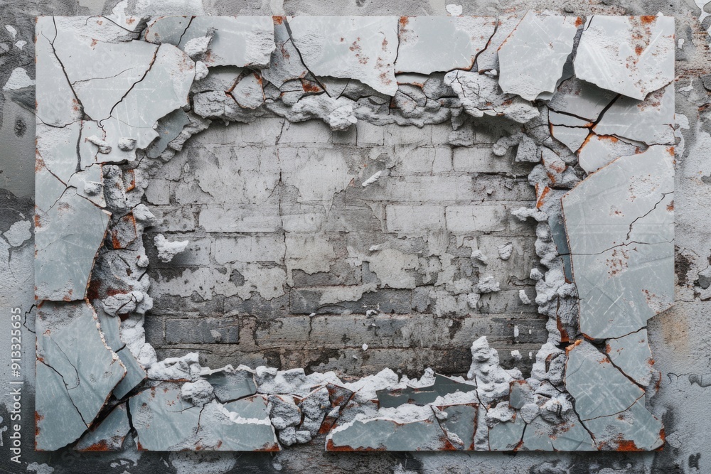 Poster a gaping hole in a damaged wall with debris and destruction visible