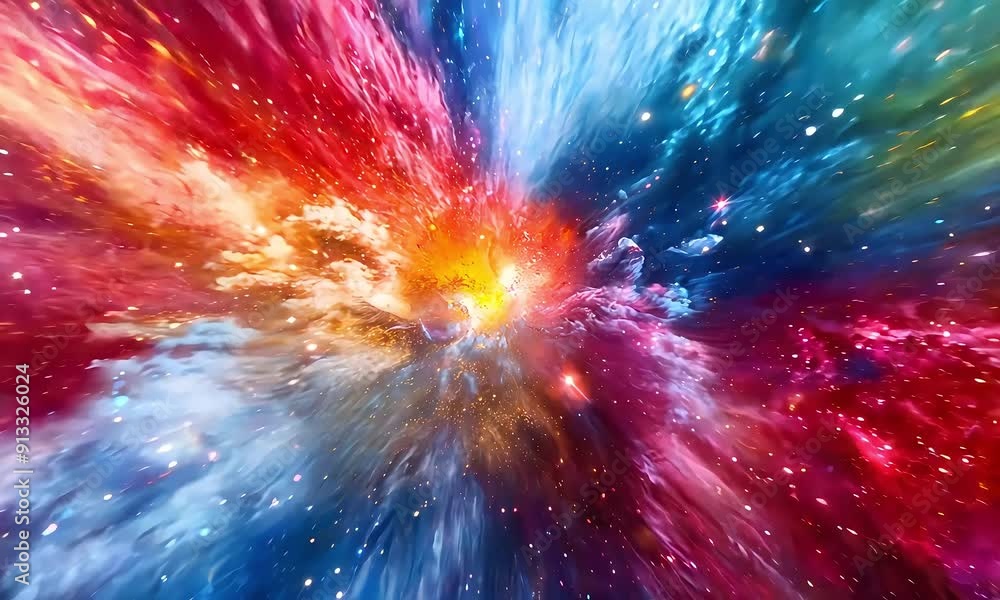 Wall mural colorful explosion in outer space nebula with ai generated.