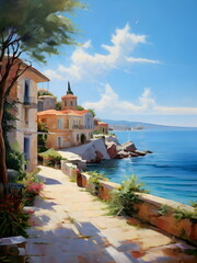 view of the old town on the beach