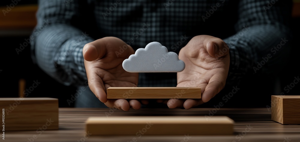 Aufkleber it team feeling innovative while implementing a hybrid cloud strategy, representing flexibility and 