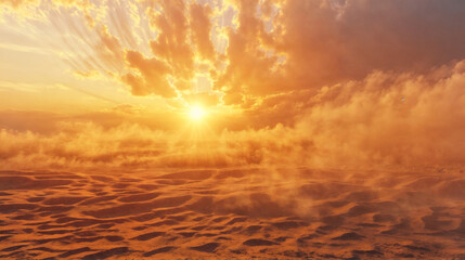 Obraz premium a beautiful desert sandstorm at sunset 