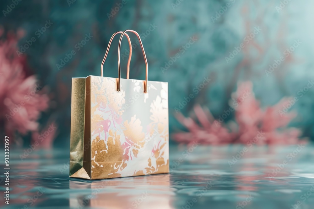 Poster A simple paper bag sits on a table with a plain background