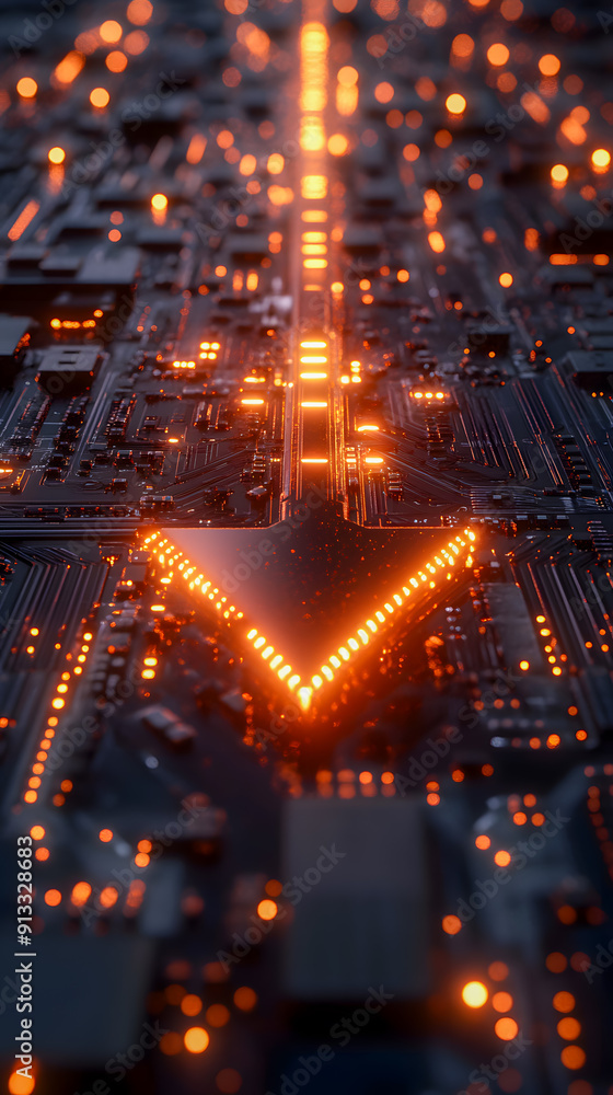 Poster this image showcases an intricate and mesmerizing circuitry pattern offering a visually captivating 