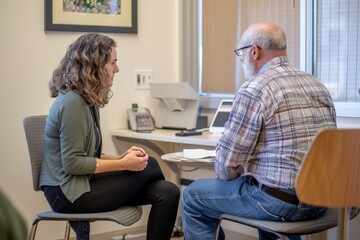 Fototapeta premium A mental health counselor conducting a therapy session with a client
