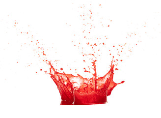 Red wine tomatoes Juice pouring and splash as crown water. Blood plasma Juice explode bubble splash...