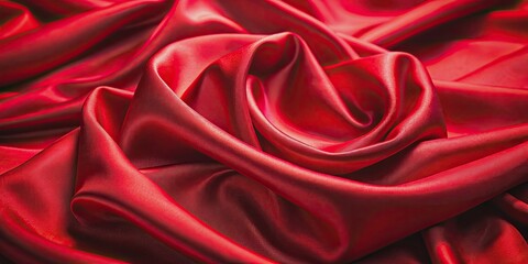 Fototapeta premium Luxurious red silk material with a rich and smooth texture, glamorous, silk, textile, background, red, elegant, smooth, luxurious
