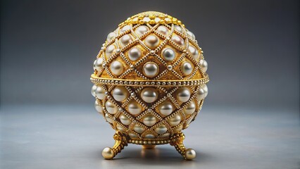 Intricately decorated Faberg? egg made of gold and pearls, luxurious, ornate, intricate, decorative, antique, Russian