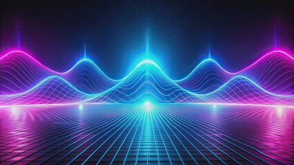 Futuristic neon electric waves abstract background with modern, calming rhythms , technology, abstract, design, futuristic