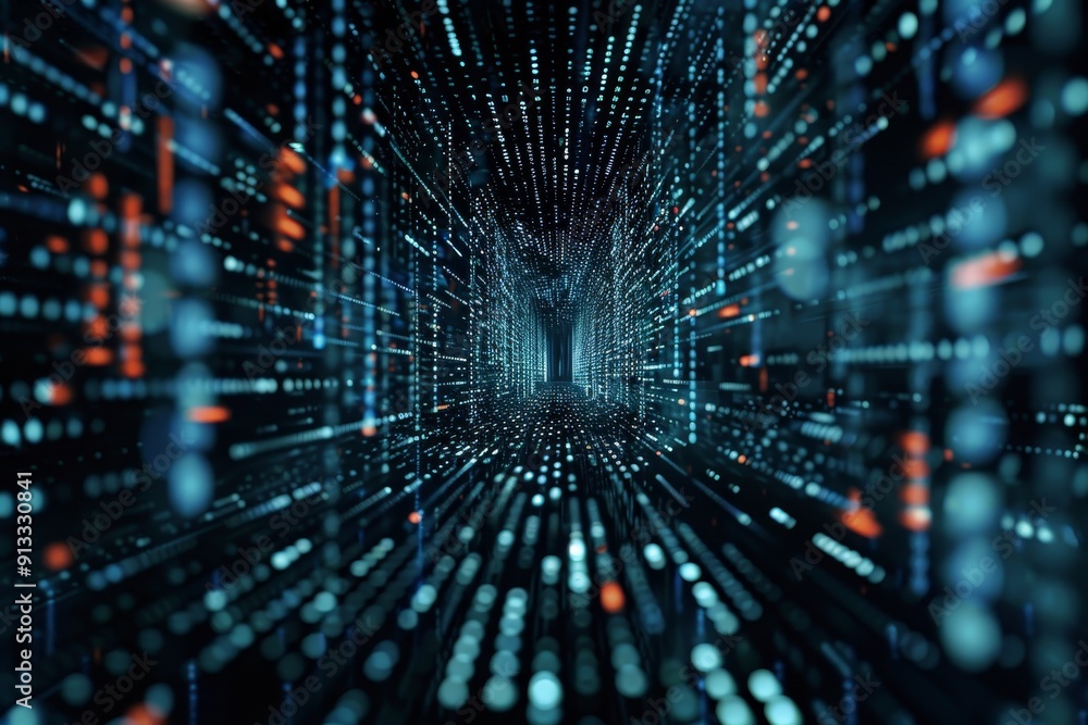 Aufkleber binary code streaming across a dark background, symbolizing digital communication