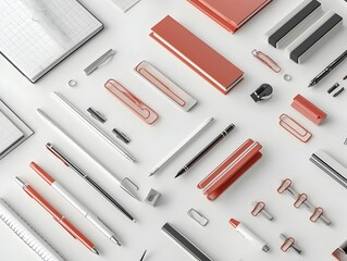 Meticulously Curated Collection of Diverse Office Essentials on Plain White Background