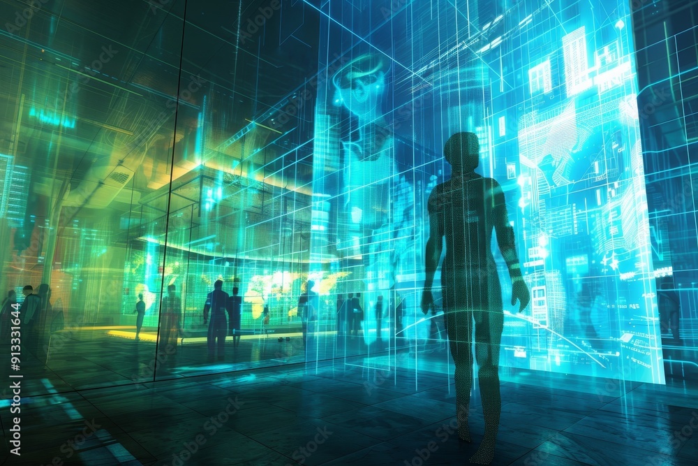 Poster virtual avatars interacting with each other in a simulated world