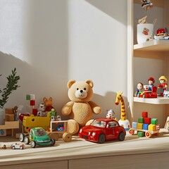 Carefully Curated Selection of Beloved Childhood Toys in Streamlined Contemporary Aesthetic