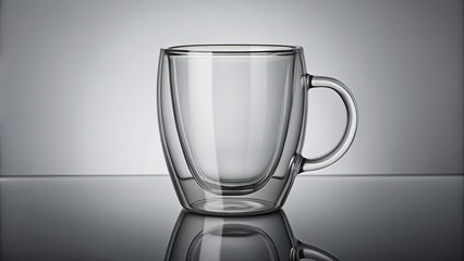 glass cup with a unique double bottom design, glass, cup,double bottom, kitchenware, drinkware, beverage, clear