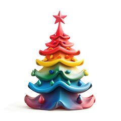 1. A Christmas tree clipart, holiday element, 3D illustration, vibrant colors, isolated on white background