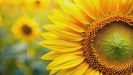 Obraz premium Abstract close-up view of a sunflower with vibrant yellow petals and intricate details, sunflower, close-up, abstract, background