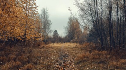 Fototapeta premium Autumn Path Through Woodland