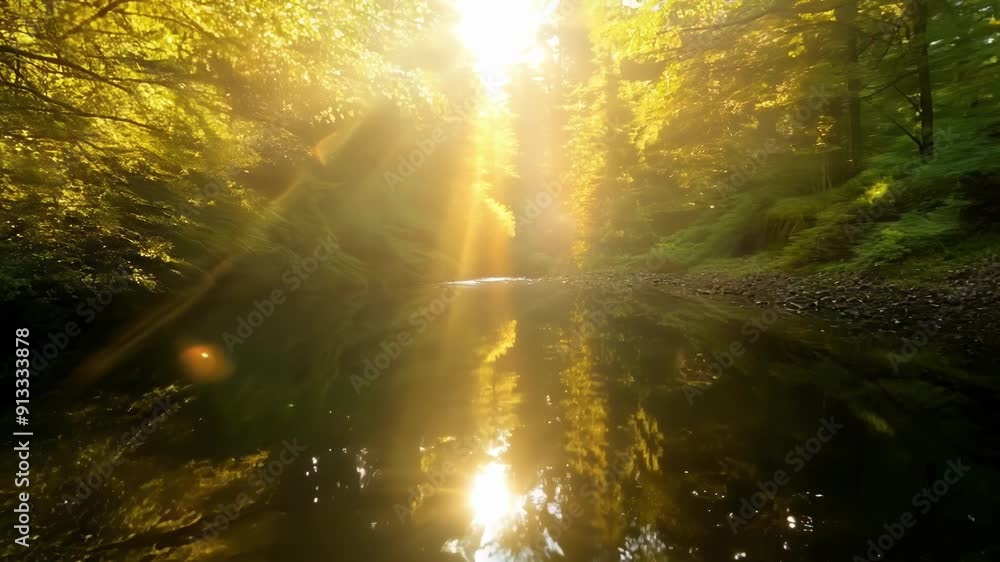 Poster natures own light show as the gentle stream reflects the suns rays and creates a striking display of