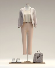 Carefully Displayed Fashion Assortment on Solid Backdrop with Crisp Outlines and Subtle Textures