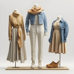 Precisely Composed Minimalist Chic Clothing Ensemble in Neutral Surroundings