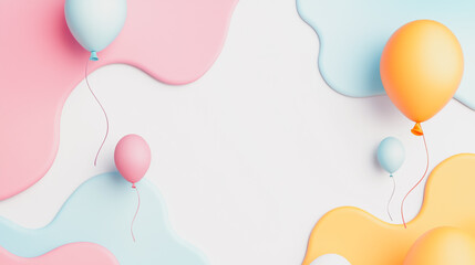 Abstract white background with pastel colorful 3D abstract background overlap layer on dark space with balloon decoration. Modern graphic design element motion styl