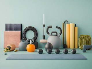 Minimalist Arrangement of Fitness Gear for Holistic Wellness and Training