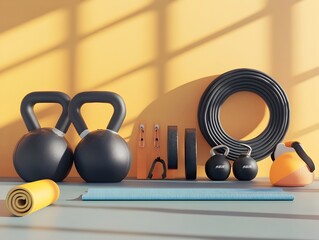 Minimalist Still Life of Fitness Gear with Sleek Contemporary Aesthetic