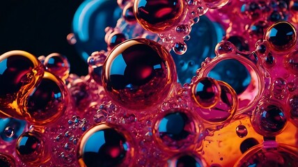 Glowshapesneonbrightcolor3dfluidbubbles