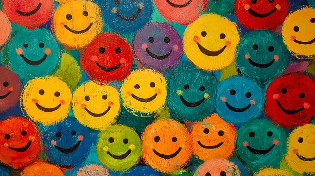 pintura de colores de caras felices carita feliz representando expresiones y emociones felicidad y alegria