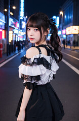 夜の街の地雷系女子