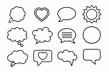 Vector set of speech bubbles and chat icons in cartoon style for communication and design